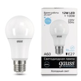 Лампа LED Е-27 12w A60 6400K Gauss (1/10/50)