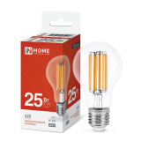 Лампа 25Вт LED-A65-deco 25Вт 230В Е27 4000К 2480Лм прозрачная  (арт. 0838) (1/10/50)